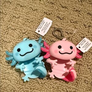 Cute Blue and Pink Axolotl Bath and Body Hand Santi Holders NWT!!!